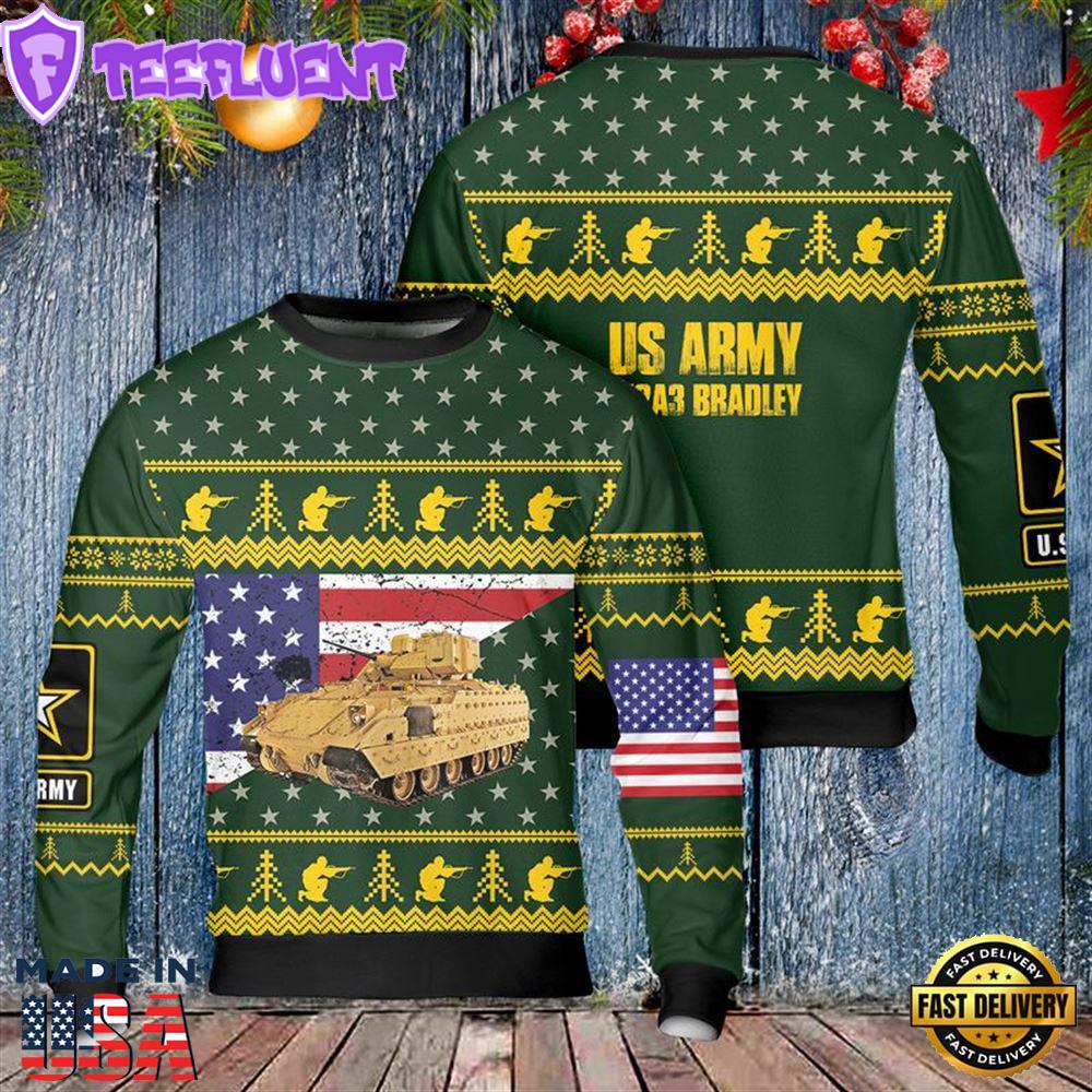 Army M2a3 Bradley Christmas Sweater 3d