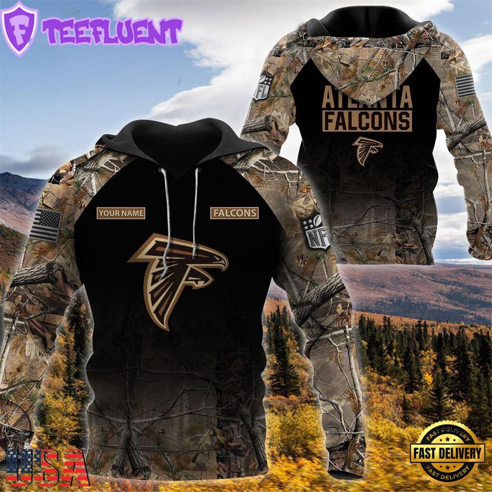Atlanta Falcons Personalized Your Name Hunting Camo Hoodie