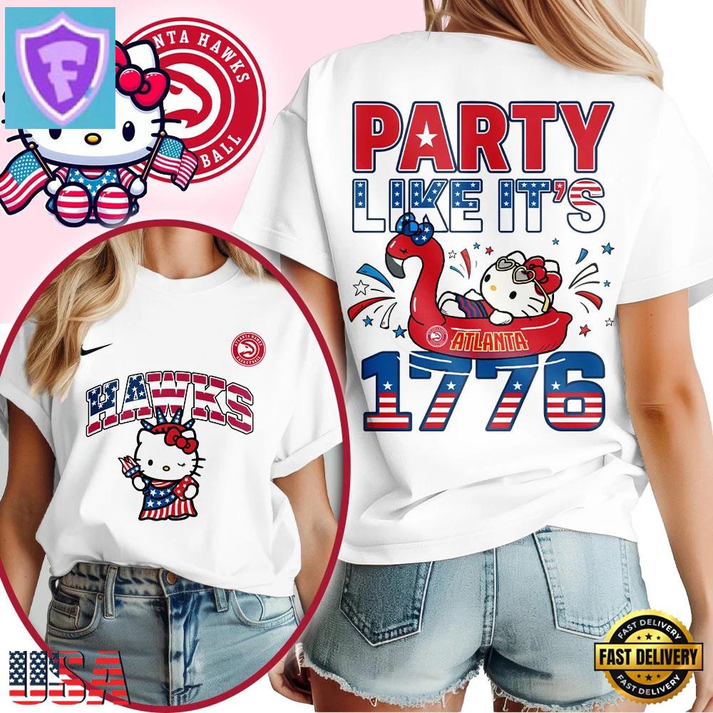 Atlanta Hawks 2026 NBA Hello Kitty Independence Day Unisex 3D Shirt