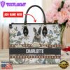 Australian Cattle Dog Bior Leather Handbag With Flowers And Butterfly