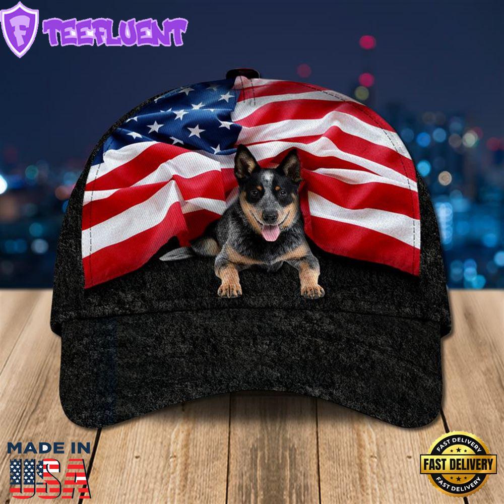 Australian Cattle Dog Blue Heeler American Patriot Baseball Cap