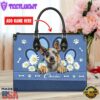 Australian Cattle Dog Lover Leather Bag With Daisy Flowers
