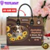 Australian Shepherd Dog Kisses Fix Everything Leather Handbag