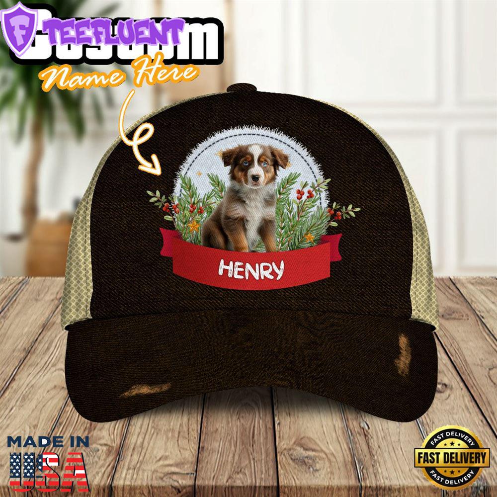 Australian Shepherd Dog Playful In The Bushes 3D Cap