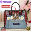 Australian Shepherd Dog This Human Belongs To Leather Handbag