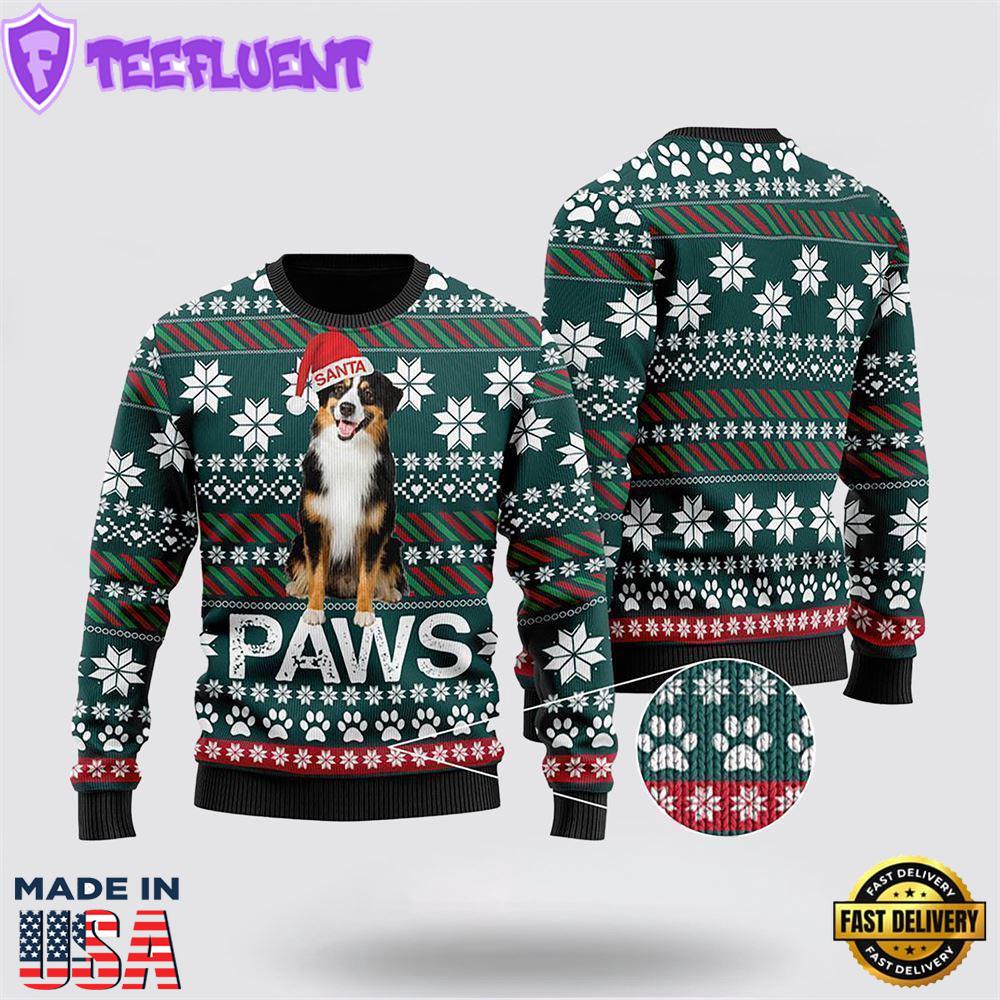 Australian Shepherd Santa Printed Ugly Christmas Sweater For Men And Women