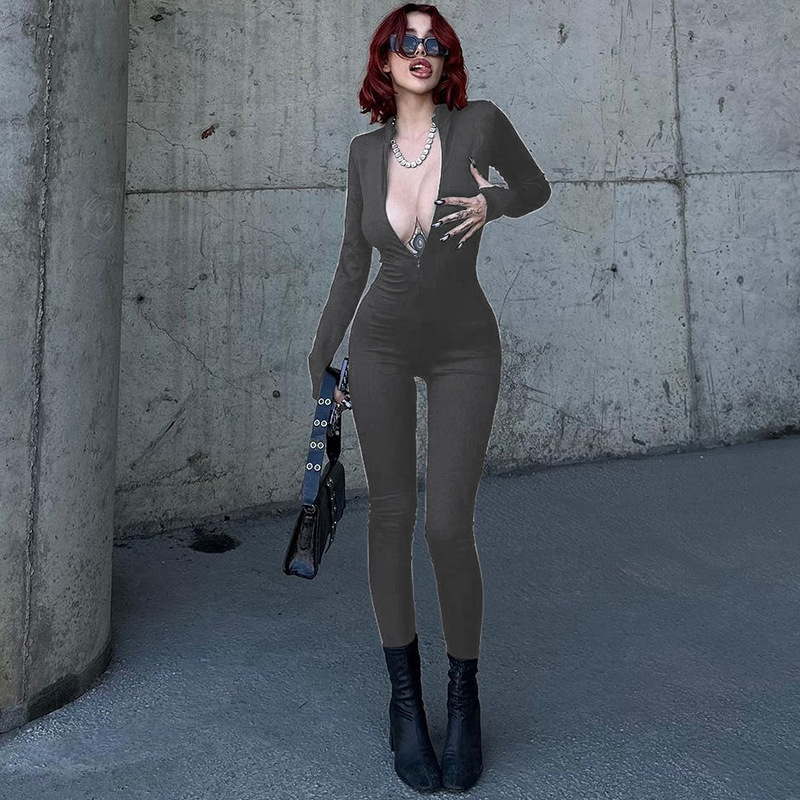 Women's Fashion Personality Chest Zipper Slim-fit Long-sleeved Stretch Bottoming Jumpsuit 4 b865e1de 9538 42c5 b8b7 034a779514c4.jpg