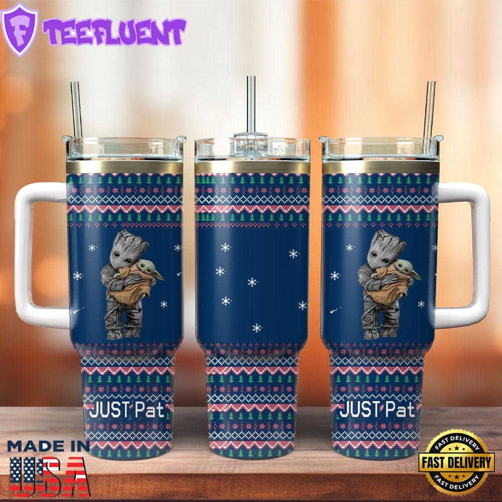 Baby Yoda And Groot Movie Custom Stanley Quencher 40oz Stainless Steel Tumbler With Handle