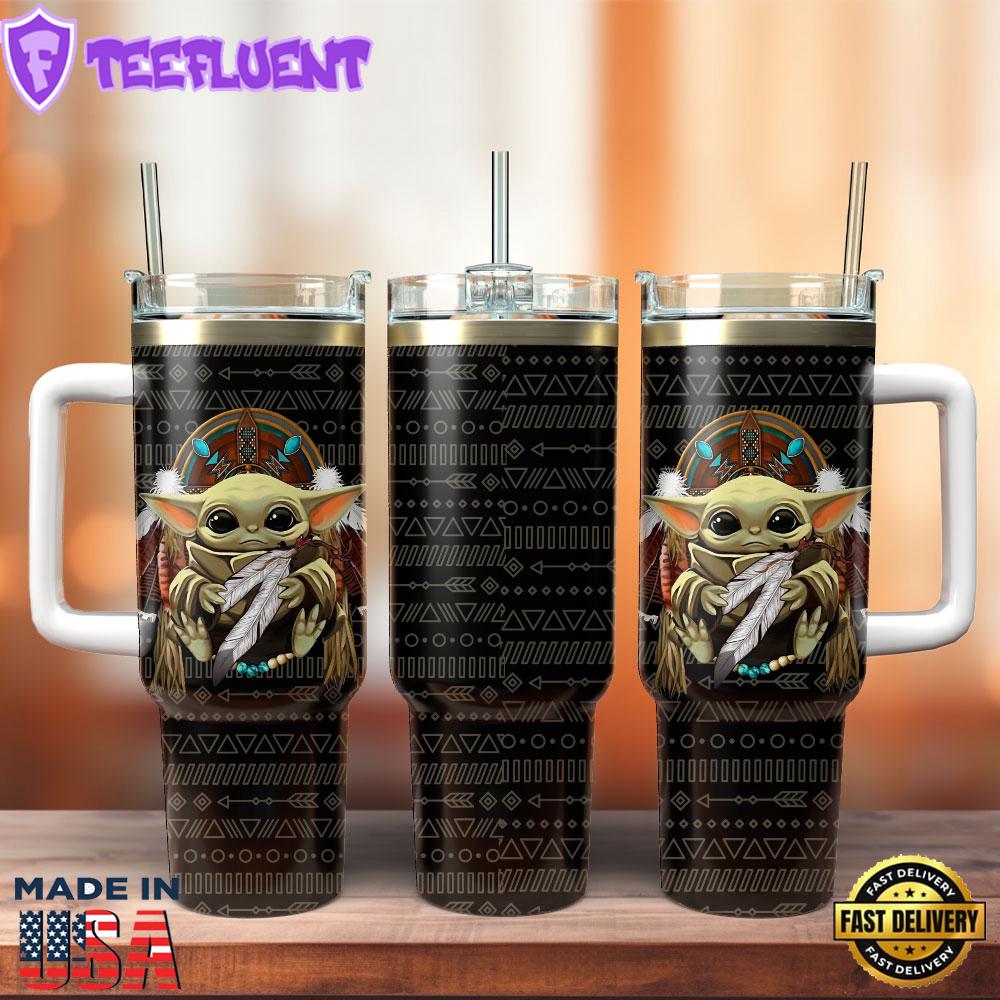Baby Yoda Star War Movie Custom Stanley Quencher 40oz Stainless Steel Tumbler With Handle 1