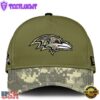 Baltimore Ravens 2024 Salute to Service Club Green Camo Cap Gift For Veteran