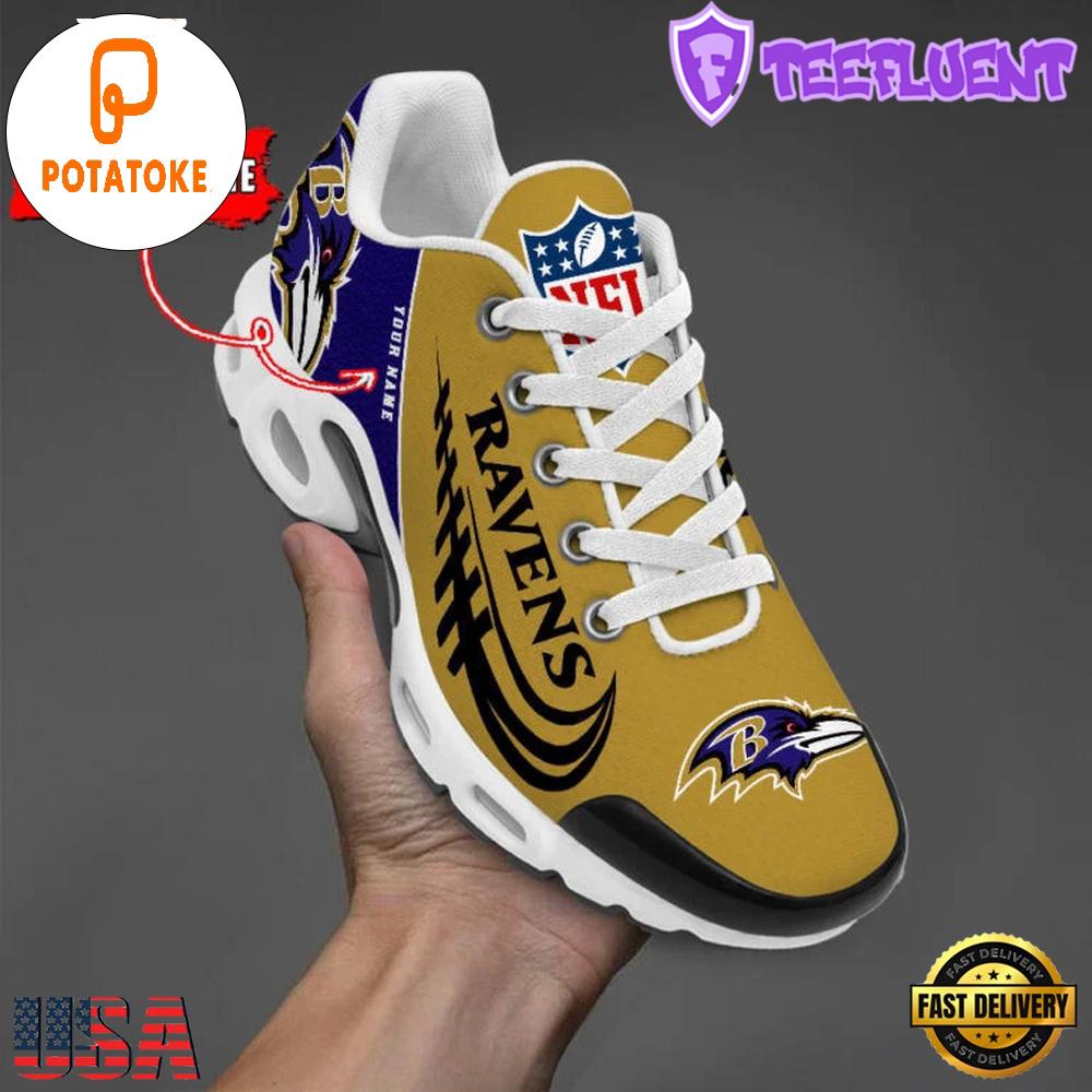 Baltimore Ravens Custom Name Air Cushion Sports Shoes Air Max Plus Shoes