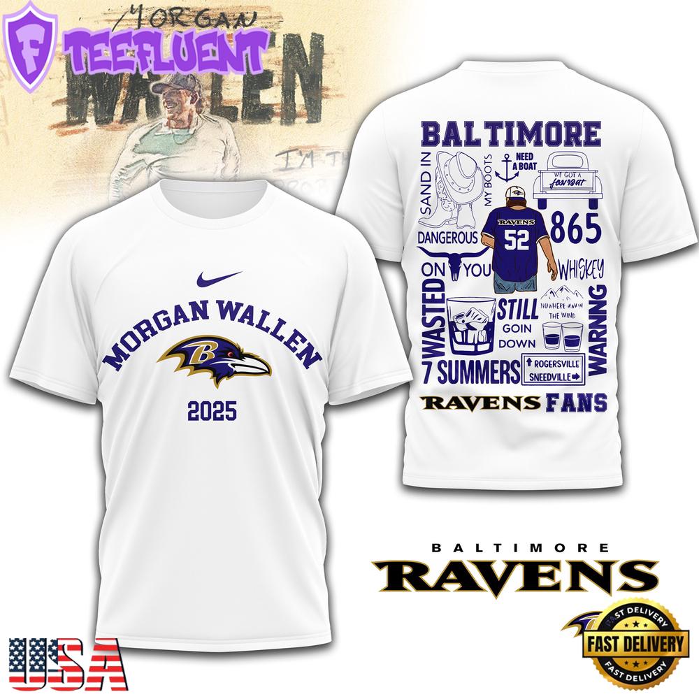 Baltimore Ravens NFL Morgan Wallen 3D T-Shirt
