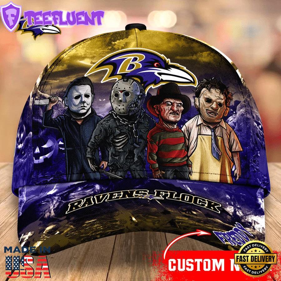 Baltimore Ravens NFL Personalized Trending Cap Mixed Horror Movie Characters