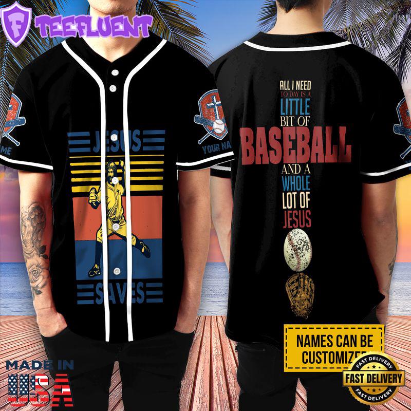 Baseball Player Jesus Saves Cross Custom Baseball Jersey