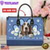 Basset Hound Dog Lover Leather Bag With Daisy Flowers
