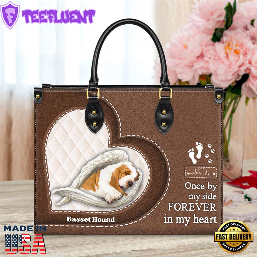 Basset Hound Forever In My Heart Leather Bag