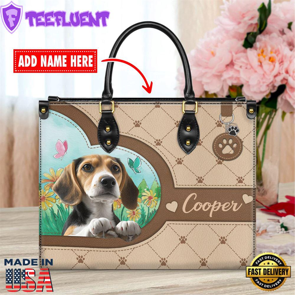 Beagle Dog Duccy Dog Lover Leather Handbag