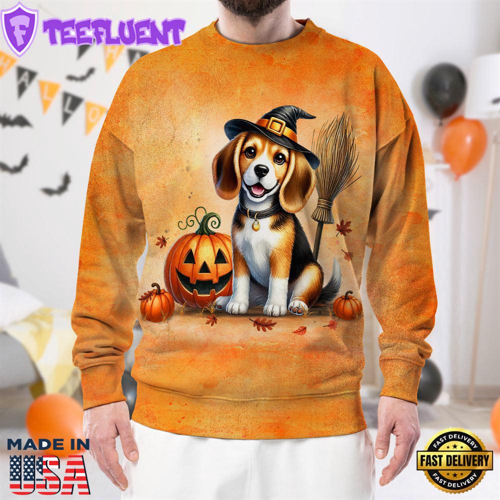 Beagle Dog In Spooky Autumn Halloween 3D Shirt