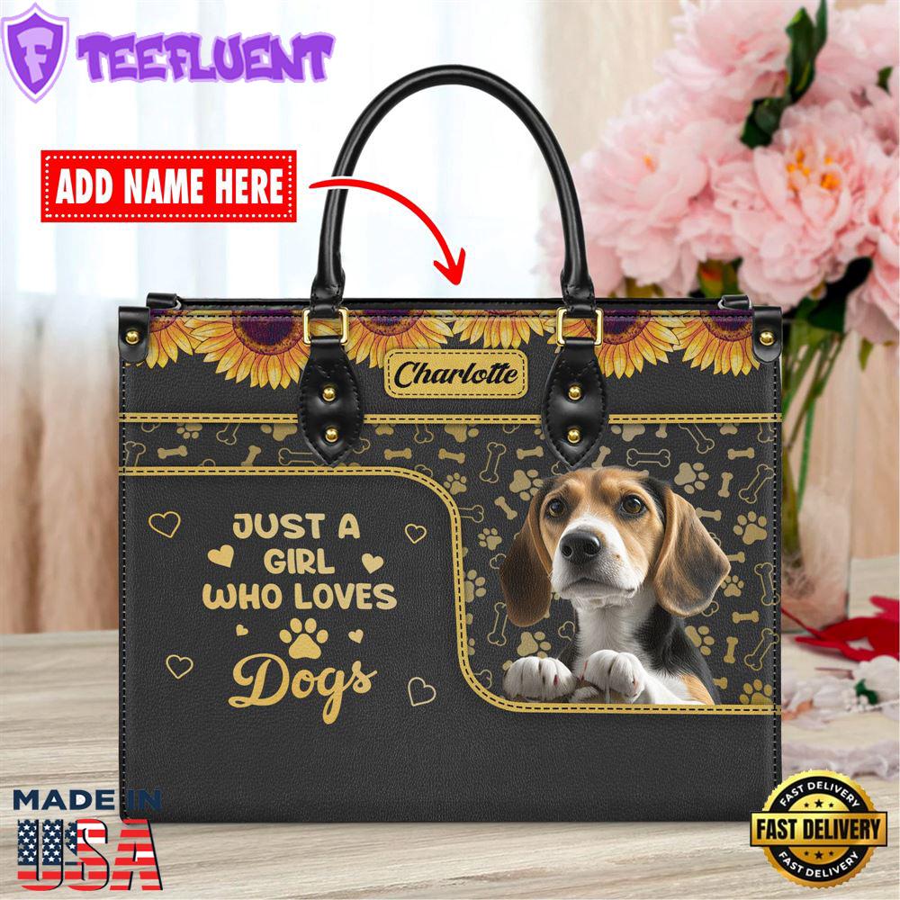 Beagle Dog Just A Girl Who Loves Dogs Leather Handbag