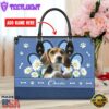 Beagle Dog Lover Leather Bag With Daisy Flowers
