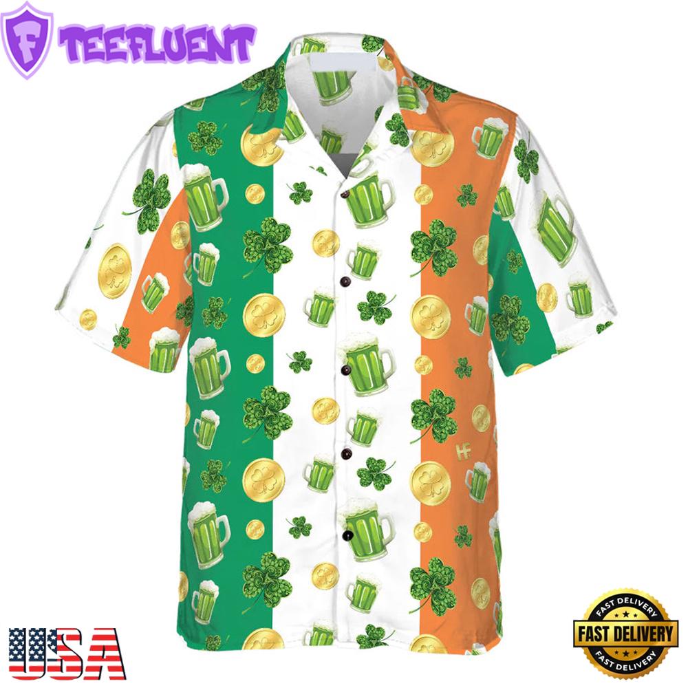 Beer Shamrock And Coin St Patrick'S Day Hawaiian Shirt