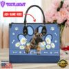 Belgian Malinois Dog Lover Leather Bag With Daisy Flowers