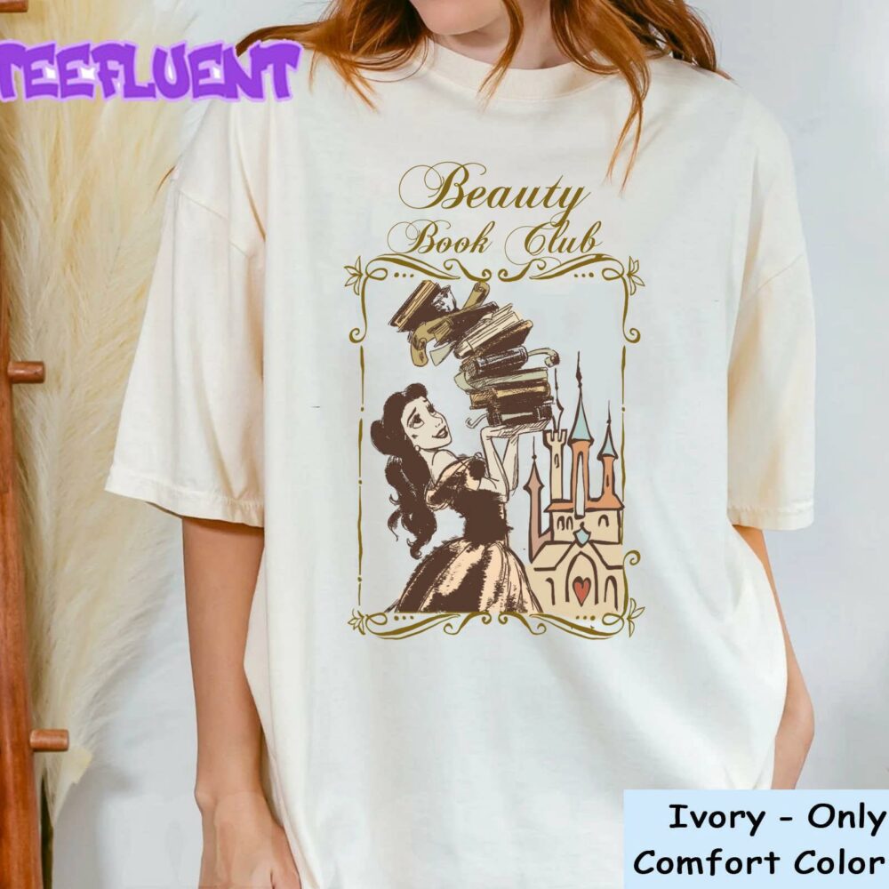 Belle Princess Book Club Sketch Portrait Beauty And The Beast Disney T-Shirt Lovely Unique Gift