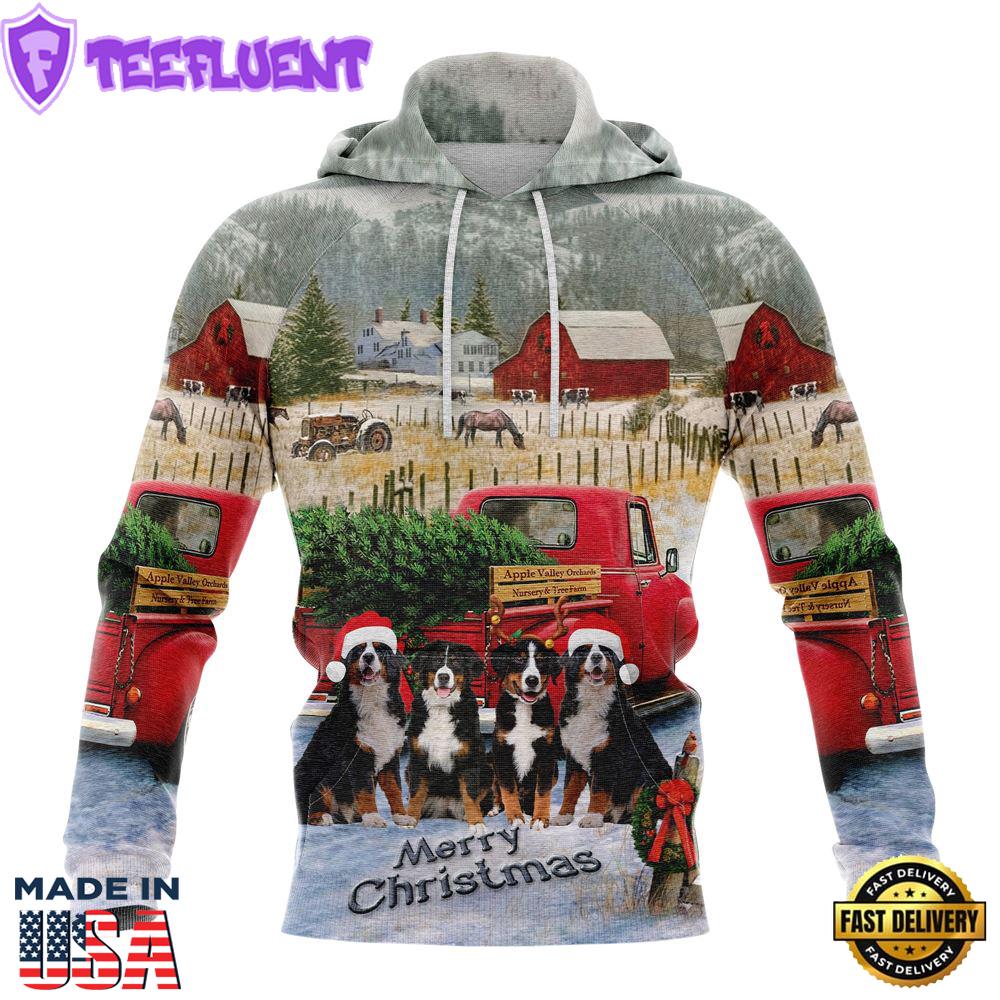 Bernese Mountain Dog Merry Christmas Hoodie All Over Print