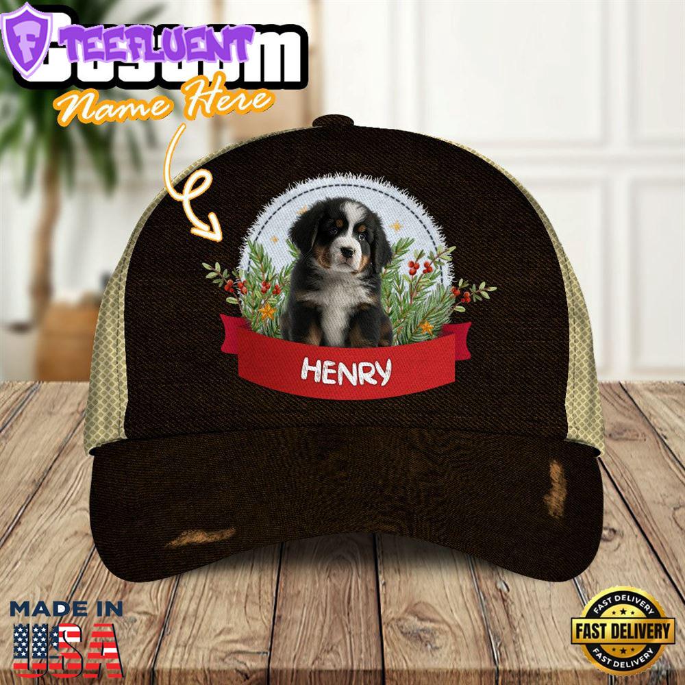 Bernese Mountain Dog Playful In The Bushes 3D Cap