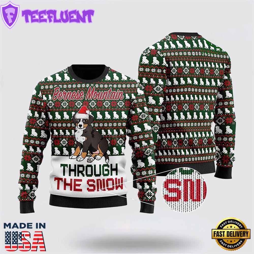 Bernese Mountain Dog Through The Now Ugly Christmas Sweater For Men And Women