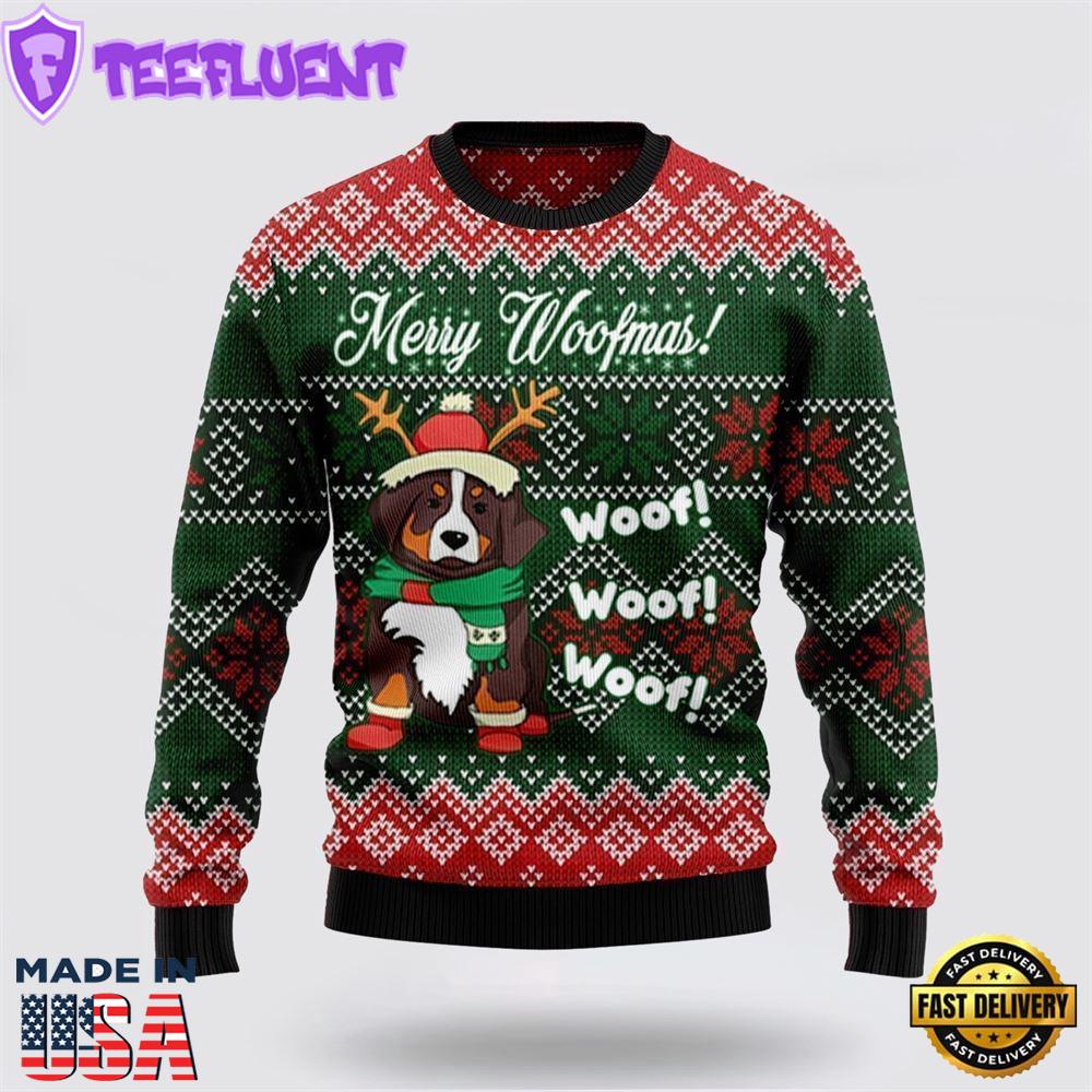Bernese Mountain Dog Woofmas Ugly Christmas Sweater For Men And Women