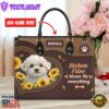 Bichon Frise Dog Kisses Fix Everything Leather Handbag