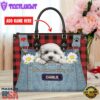 Bichon Frise Dog This Human Belongs To Leather Handbag