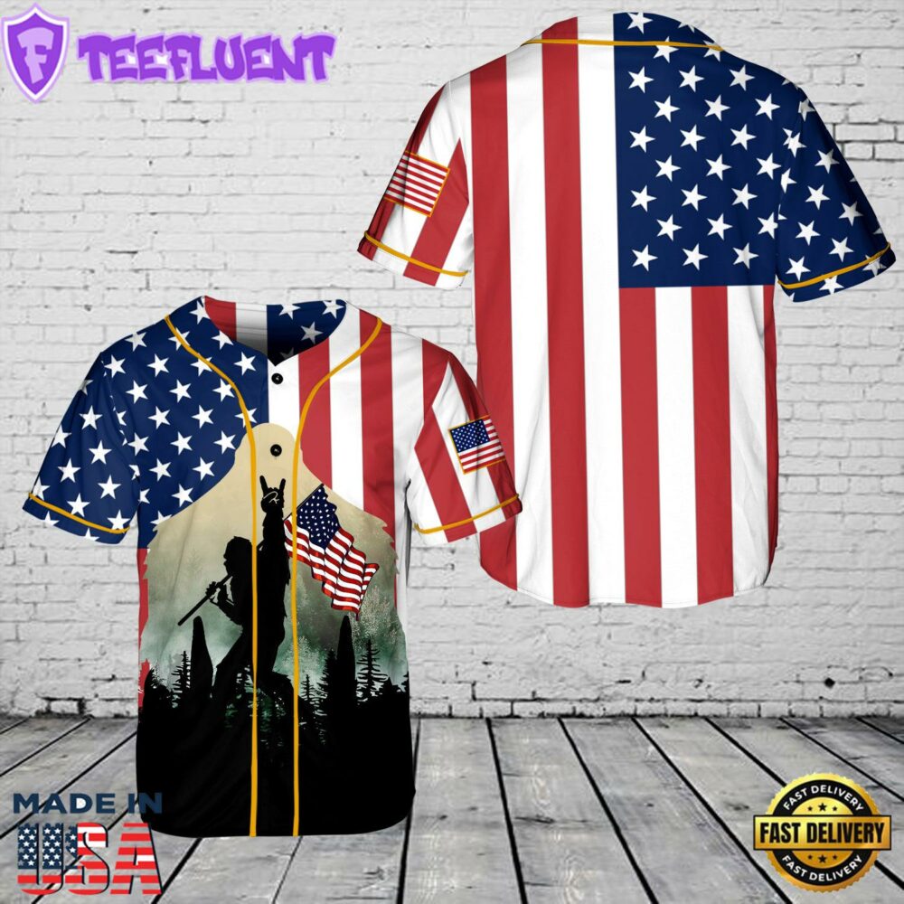 Bigfoot Holding USA Flag Baseball Jersey