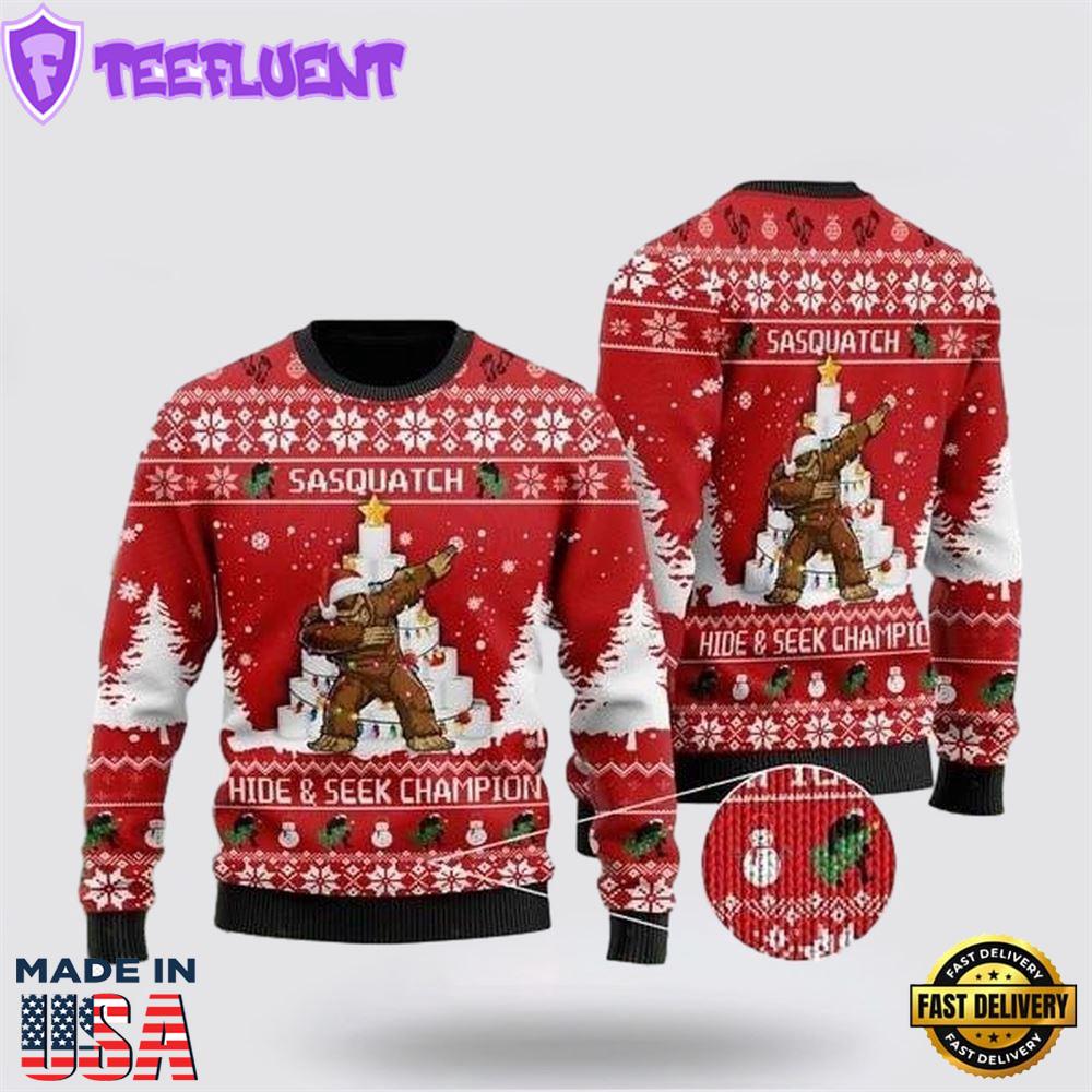 Bigfoot Snowman Ugly Christmas Sweater For Men