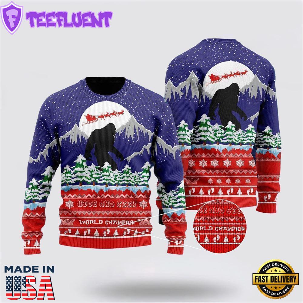 Bigfoot Sweater, World Champion Ugly Christmas Sweater For Men
