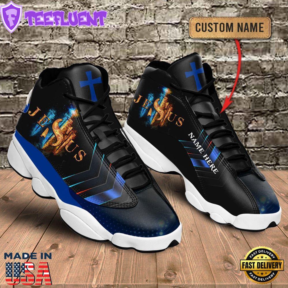 Black And Blue Cross Jesus Custom Name Jd13 Shoes For Man And Women