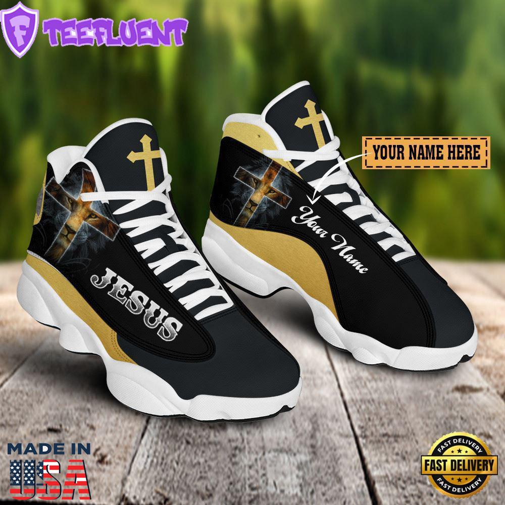 Black And Yellow Lion Jesus Custom Name Jd13 Shoes For Man And Women