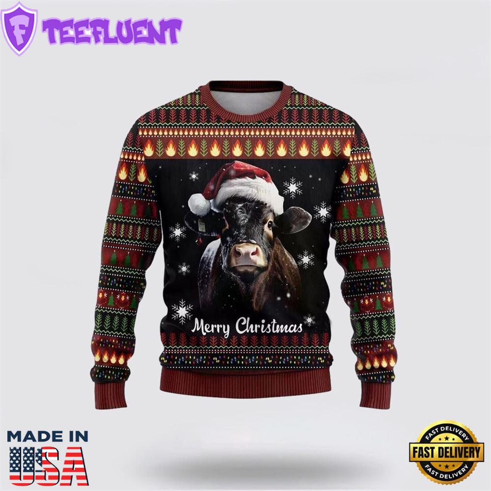 Black Angus Cows Ugly Christmas Sweater
