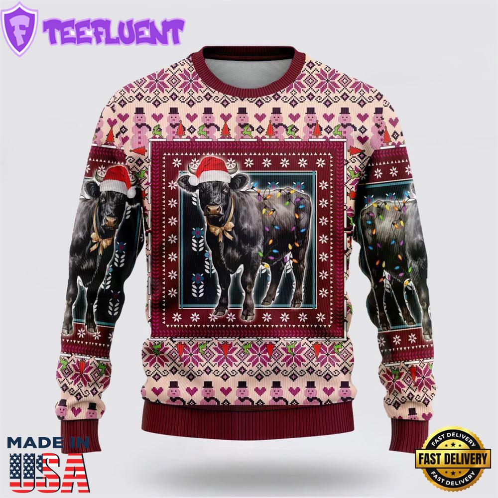 Black Angus Cowss Ugly Christmas Sweater
