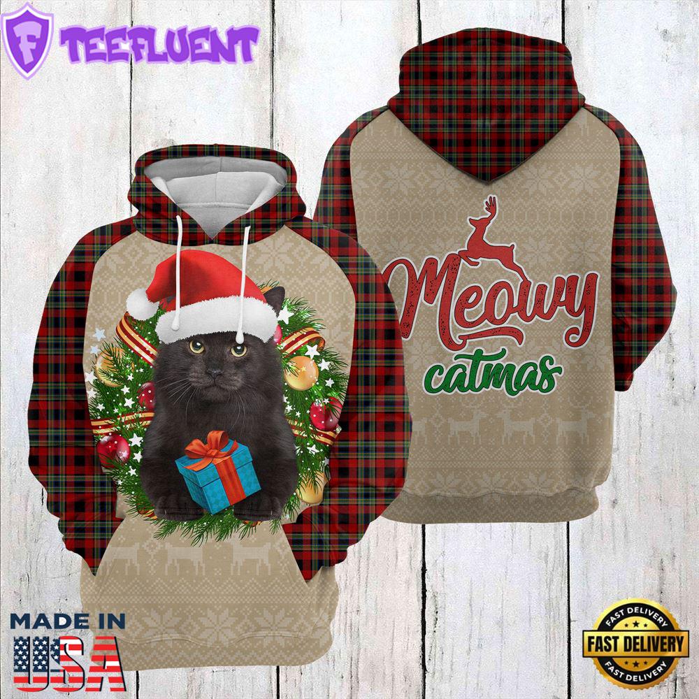 Black Cat Awesome Christmas Hoodie All Over Print