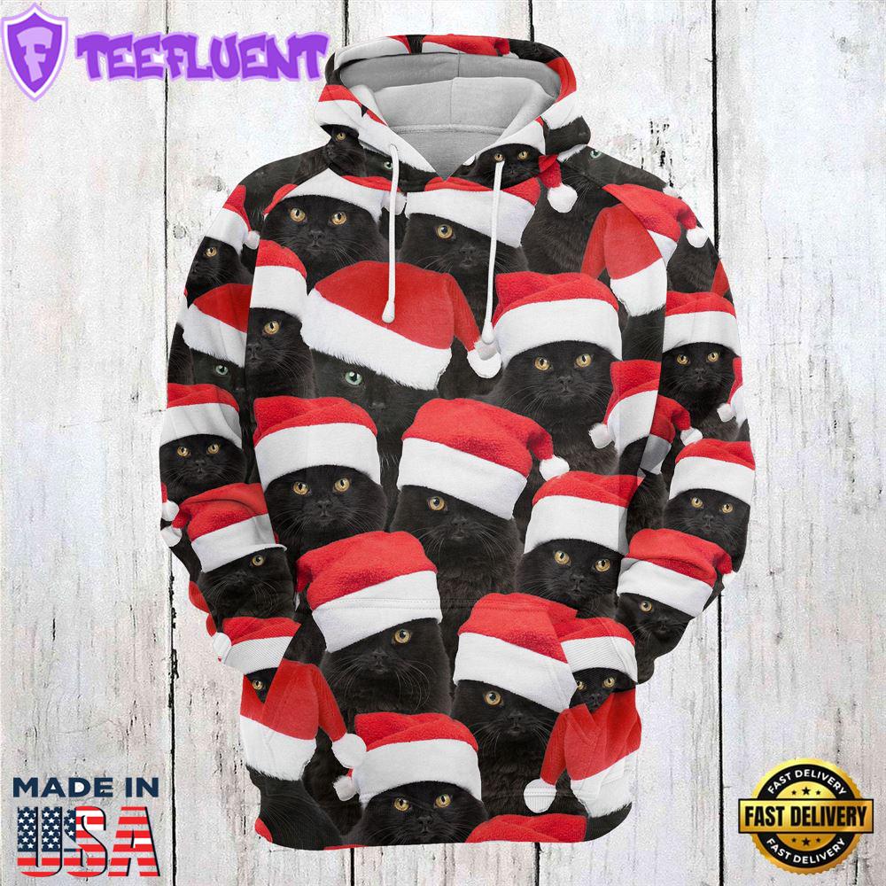 Black Cat Christmas Groupchristmas Hoodie All Over Print