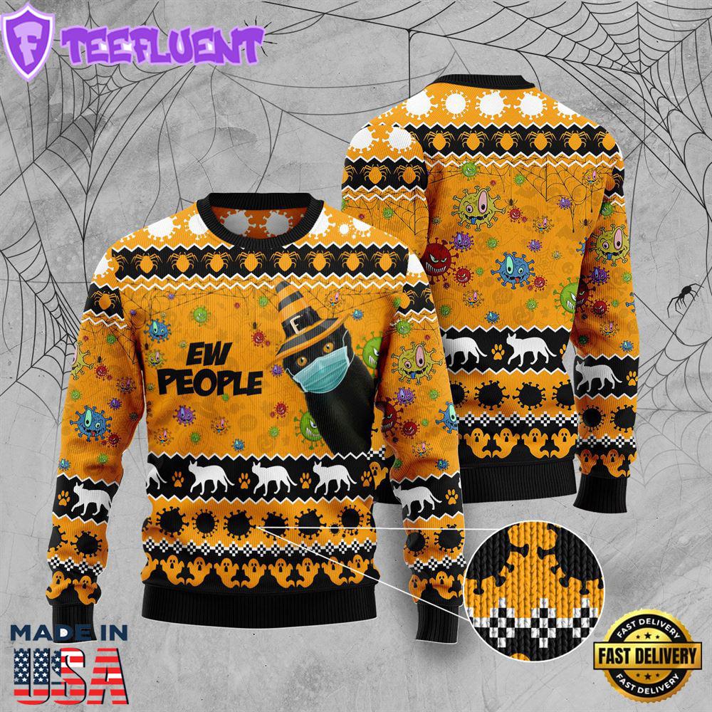 Black Cat Ew People Halloween Sweater