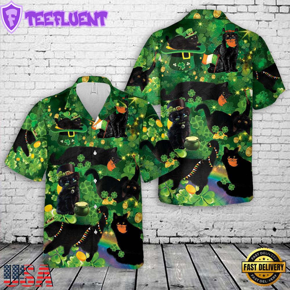 Black Cat Patrick's Day Hawaiian Shirt