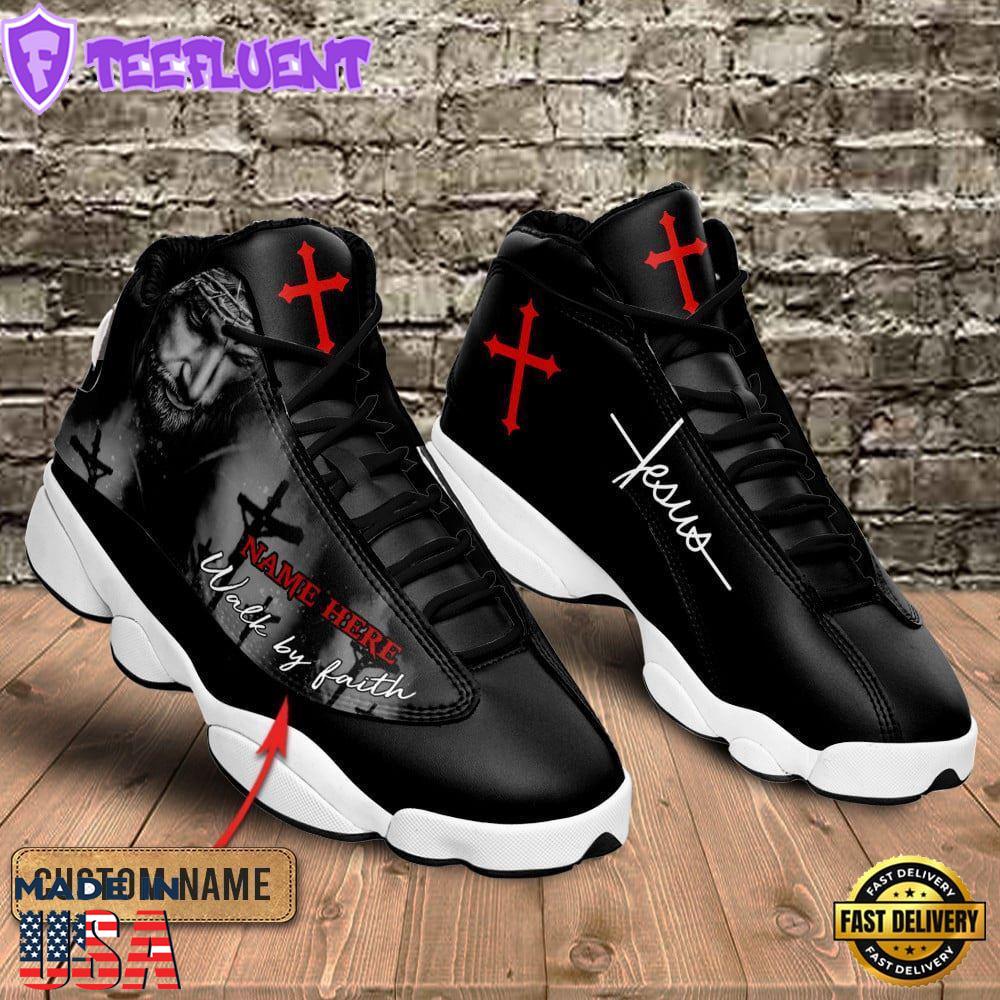 Black Cross Walk By Faith Jesus Custom Name Jd13 Shoes For Man And Women