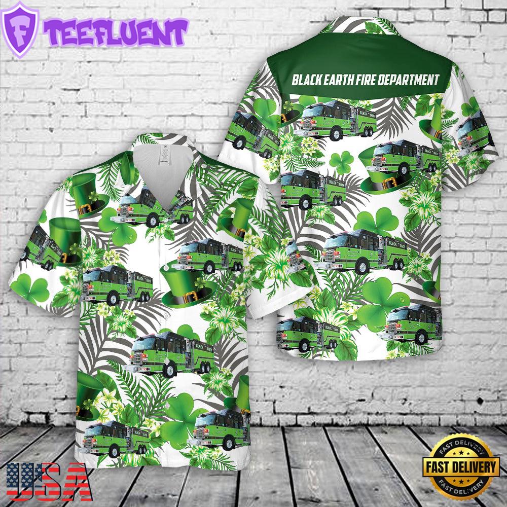 Black Earth Fire Department, Black Earth, Wisconsin Patrick's Day Hawaiian Shirt