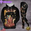 Black Girl All Over Print Leggings Hoodie Set Outfit For Women