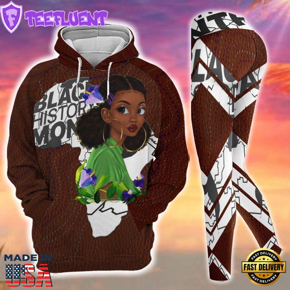 Black Girl Black History Month All Over Print Leggings Hoodie Set Outfit For Women Gift Xmas