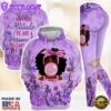 Black Girl Purple Flowers All Over Print Leggings Hoodie Set Outfit For Women Gift Xmas