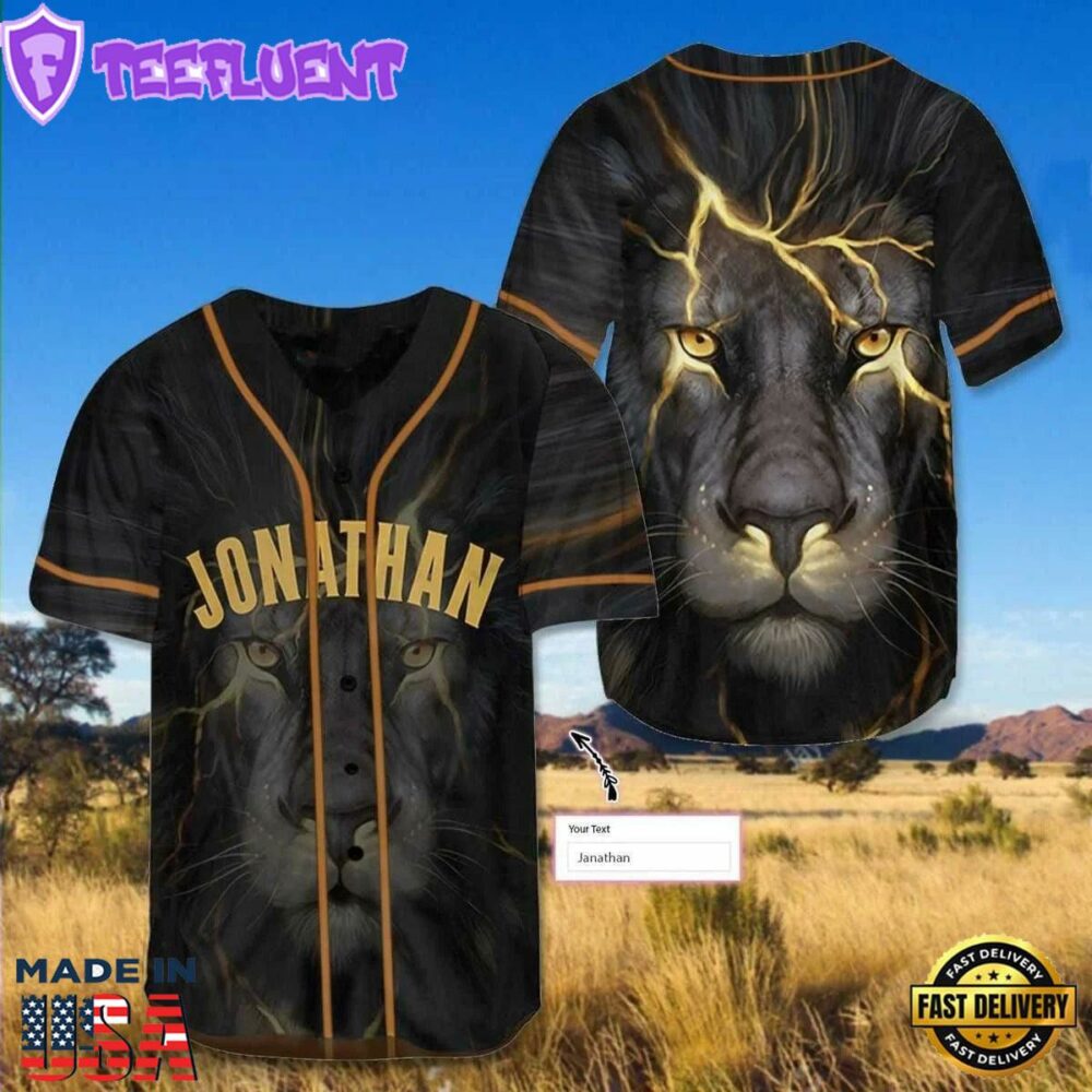 Black Lion King Baseball Jersey - Lion Custom Baseball Jersey Shirt For Men and Women